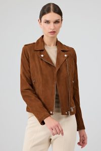 کت چرمی زنانه قهوه ای جیر بایکر Layla دری مد