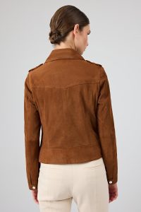 کت چرمی زنانه قهوه ای جیر بایکر Layla دری مد