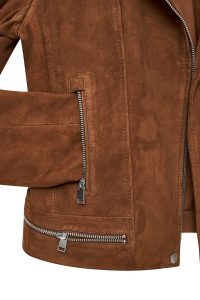 کت چرمی زنانه قهوه ای جیر بایکر Layla دری مد