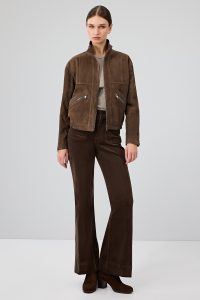 کت چرمی زنانه قهوه ای کوتاه اوور سایز جیر Gina دری مد