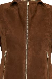 کت چرمی زنانه قهوه ای کوتاه جیر Lara دری مد