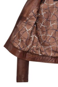 کت چرمی زنانه قهوه ای یقه ایستاده Kylie دری مد