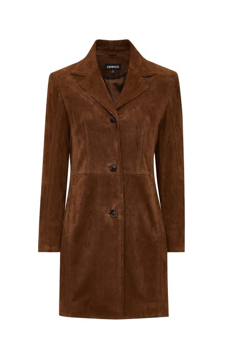 کت چرمی زنانه قهوه‌ای جیر Tara دری مد