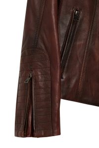 کت چرمی زنانه قهوه‌ای کوتاه Janet دری مد