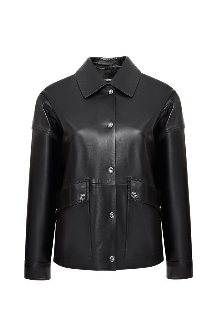 کت چرمی زنانه مشکی اوور سایز Susan دری مد