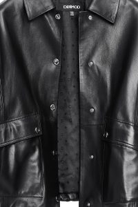 کت چرمی زنانه مشکی اوور سایز Susan دری مد