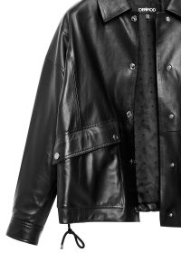 کت چرمی زنانه مشکی اوور سایز Susan دری مد