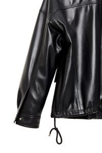 کت چرمی زنانه مشکی اوور سایز Susan دری مد