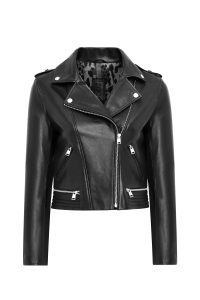 کت چرمی زنانه مشکی بایکر کوتاه Eliza دری مد