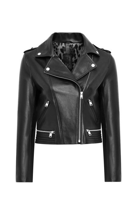 کت چرمی زنانه مشکی بایکر کوتاه Eliza دری مد