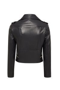 کت چرمی زنانه مشکی بایکر کوتاه Eliza دری مد