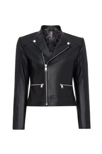 کت چرمی زنانه مشکی بایکر کوتاه Nova دری مد