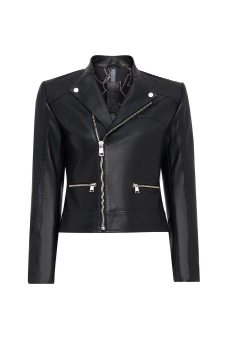 کت چرمی زنانه مشکی بایکر کوتاه Nova دری مد