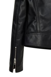 کت چرمی زنانه مشکی بایکر کوتاه Nova دری مد