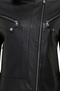 کت چرمی زنانه مشکی بایکر Roma دری مد