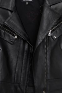 کت چرمی زنانه مشکی بایکر Roma دری مد