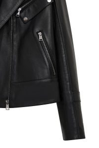 کت چرمی زنانه مشکی بایکر Roma دری مد