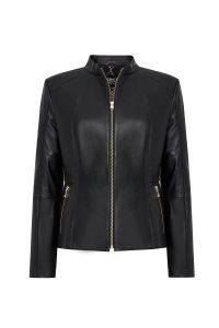 کت چرمی زنانه مشکی سایز بزرگ زیپ دار Lydia دری مد