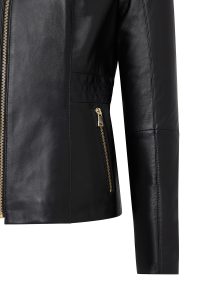 کت چرمی زنانه مشکی سایز بزرگ زیپ دار Lydia دری مد