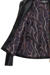 کت چرمی زنانه مشکی سایز بزرگ زیپ دار Lydia دری مد