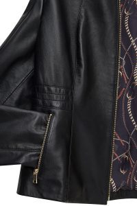 کت چرمی زنانه مشکی سایز بزرگ زیپ دار Lydia دری مد