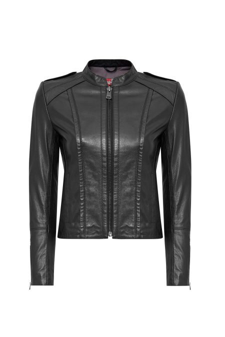 کت چرمی زنانه مشکی کوتاه Cherie دری مد