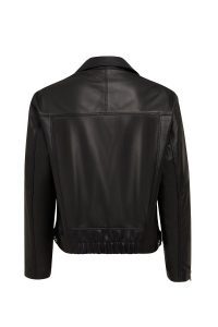 کت چرمی زنانه مشکی کوتاه اورسایز یقه پیراهنی Vanessa دری مد