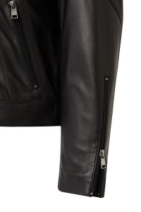 کت چرمی زنانه مشکی کوتاه اورسایز یقه پیراهنی Vanessa دری مد