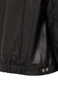 کت چرمی زنانه مشکی کوتاه اورسایز یقه پیراهنی Vanessa دری مد