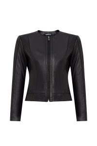 کت چرمی زنانه مشکی کوتاه جذب Flora دری مد