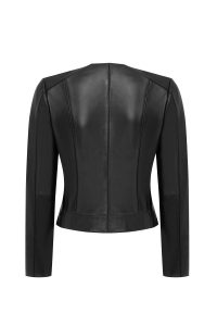 کت چرمی زنانه مشکی کوتاه جذب Flora دری مد