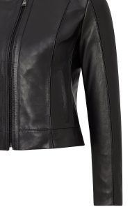 کت چرمی زنانه مشکی کوتاه جذب Flora دری مد