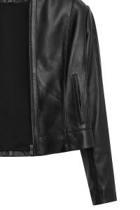 کت چرمی زنانه مشکی کوتاه جذب Flora دری مد