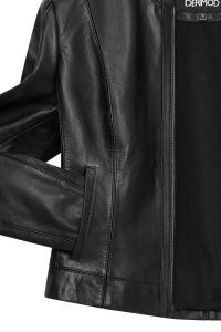 کت چرمی زنانه مشکی کوتاه جذب Flora دری مد