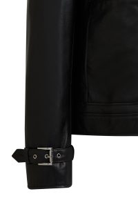 کت چرمی زنانه مشکی کوتاه کراپ اورسایز یقه کراس Paloma دری مد