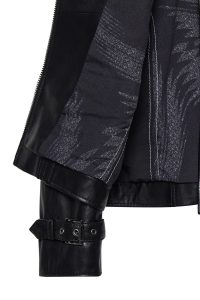 کت چرمی زنانه مشکی کوتاه کراپ اورسایز یقه کراس Paloma دری مد