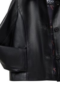 کت چرمی زنانه مشکی کوتاه یقه پیراهنی Beatrix دری مد