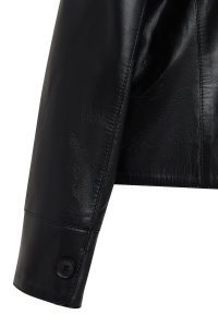 کت چرمی زنانه مشکی کوتاه یقه پیراهنی Beatrix دری مد