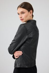 کت چرمی زنانه مشکی کوتاه Delano دری مد