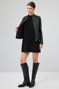 کت چرمی زنانه مشکی کوتاه Delano دری مد