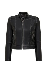 کت چرمی زنانه مشکی کوتاه Joy دری مد