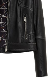 کت چرمی زنانه مشکی کوتاه Joy دری مد