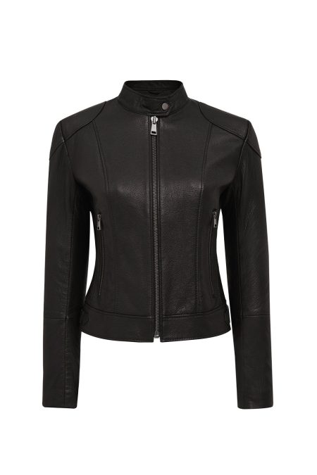 کت چرمی زنانه مشکی کوتاه Prima دری مد