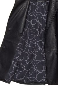 کت چرمی زنانه مشکی یقه کرواتی بلند Wendy دری مد