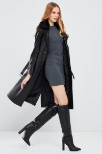 کت چرمی شرلینگ مشکی زنانه برندا دری مد