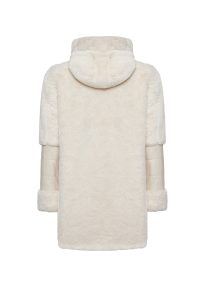 کت چرمی مخملی کلاهدار بژ زنانه ویرجینیا دری مد