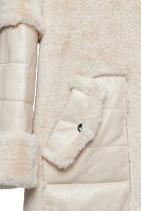 کت چرمی مخملی کلاهدار بژ زنانه ویرجینیا دری مد