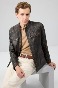 کت چرمی مردانه برنزی Kobe دری مد