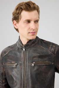 کت چرمی مردانه برنزی Kobe دری مد