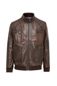 کت چرمی مردانه سایز بزرگ قهوه‌ای Felix دری مد